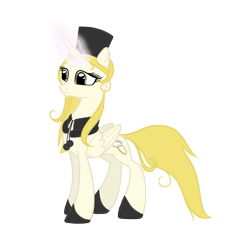 Size: 6000x6500 | Tagged: safe, artist:darthlena, imported from derpibooru, alicorn, pony, female, galaxy express 999, glowing, glowing horn, hat, horn, maetel, ponified, simple background, solo, transparent background