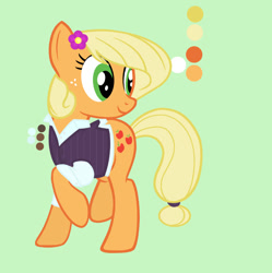 Size: 907x909 | Tagged: safe, artist:darthlena, imported from derpibooru, applejack, earth pony, pony, clothes, female, flower, flower in hair, simple background, solo