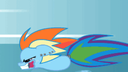 Size: 640x360 | Tagged: safe, artist:jrpsartdesk, imported from derpibooru, rainbow dash, earth pony, pegasus, pony, animated, sonic rainboom, triple rainboom