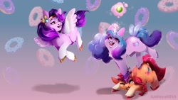 Size: 1920x1080 | Tagged: safe, artist:animalliss, imported from derpibooru, izzy moonbow, pipp petals, sunny starscout, earth pony, pegasus, unicorn, g5, my little pony: a new generation, trio