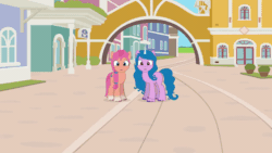 Size: 800x450 | Tagged: safe, artist:forgalorga, imported from derpibooru, izzy moonbow, starlight glimmer, sunny starscout, alicorn, earth pony, unicorn, alicornified, animated, g5, g5 to g4, gif, implied time travel, jewelry, looking at each other, maretime bay, medal, multeity, my little pony: a new generation, portal, race swap, ring, shocked, starlicorn, starlight cluster, starlight's world, surprised, wings, xk-class end-of-the-world scenario, youtube link
