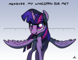 Size: 4500x3447 | Tagged: safe, artist:docwario, imported from derpibooru, twilight sparkle, alicorn, pony, female, mare, measure, measurements, open mouth, solo, speech bubble, talking to viewer, twilight sparkle (alicorn), twitober