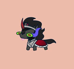 Size: 774x725 | Tagged: safe, artist:nawnii, imported from derpibooru, king sombra, pony, unicorn, :p, armor, cape, chibi, clothes, eye mist, male, simple background, solo, squatpony, stallion, tongue out