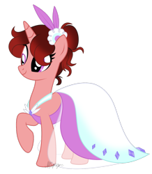 Size: 920x1053 | Tagged: safe, artist:feather_bloom, imported from derpibooru, oc, oc only, oc:paige scribble(kaitykat), pony, unicorn, clothes, cute, dignified wear, dress, female, gala dress, grand galloping gala, mare, raised hoof, simple background, solo, transparent background