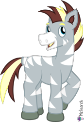 Size: 4000x5771 | Tagged: safe, artist:melisareb, imported from derpibooru, oc, oc only, oc:zee zinc, original species, zebra, .svg available, absurd resolution, clairev, klara viskova, male, object zebra, open mouth, simple background, solo, stallion, style emulation, transparent background, vector