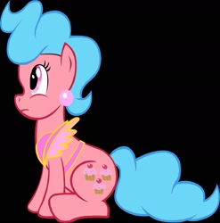 Size: 1508x1528 | Tagged: safe, artist:oliwia2514, imported from derpibooru, cup cake, earth pony, pony, black background, female, mare, palette swap, recolor, simple background, sitting