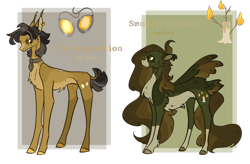 Size: 2214x1451 | Tagged: safe, artist:very-lost, imported from derpibooru, oc, oc:ire insepction, oc:smokey orchard, earth pony, pegasus, pony, chest fluff, magical gay spawn, male, offspring, parent:big macintosh, parent:daring do, parent:doctor caballeron, parent:zephyr breeze, parents:daballeron, parents:zephyrmac, simple background, stallion, transparent background