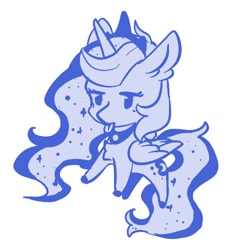 Size: 500x500 | Tagged: safe, artist:qamar, imported from derpibooru, princess luna, alicorn, pony, chibi, cute, lunabetes, monochrome, silly, simple background, solo, tongue out, white background