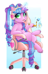 Size: 1920x2980 | Tagged: safe, artist:sk-ree, imported from derpibooru, oc, oc only, oc:ivy lush, pony, unicorn, chair, female, mare, solo