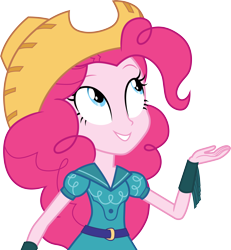 Size: 3000x3252 | Tagged: safe, artist:cloudy glow, imported from derpibooru, pinkie pie, equestria girls, friendship games, .ai available, clothes, cowboy hat, cowgirl, female, hat, high res, simple background, smiling, solo, stetson, transparent background, vector