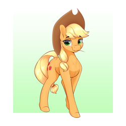 Size: 2650x2650 | Tagged: safe, artist:aquaticvibes, imported from derpibooru, applejack, earth pony, pony, cowboy hat, cute, eyebrows, eyebrows visible through hair, female, hat, high res, jackabetes, lidded eyes, looking at you, mare, smiling, smiling at you, solo, straw in mouth