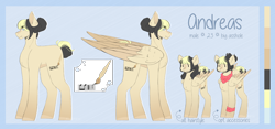 Size: 3000x1404 | Tagged: safe, artist:yuumirou, imported from derpibooru, oc, oc only, oc:andreas, pegasus, pony, male, reference sheet, solo, stallion