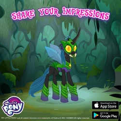 Size: 1080x1080 | Tagged: safe, imported from derpibooru, queen chrysalis, changeling, the cutie re-mark, advertisement, armor, gameloft, official