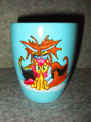 Size: 2788x3718 | Tagged: safe, artist:malte279, imported from derpibooru, oc, oc only, oc:bubble speech, dragon, cloudjumper, cup, high res, irl, photo, porcelain painting, solo, traditional art