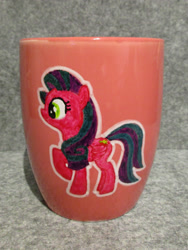 Size: 2646x3528 | Tagged: safe, artist:malte279, imported from derpibooru, oc, oc only, oc:strawberry sunrise, pony, cup, high res, porcelain painting, solo, traditional art