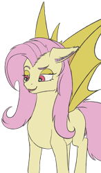 Size: 1050x1797 | Tagged: safe, artist:aterhut, imported from derpibooru, fluttershy, bat pony, pony, bat ponified, fangs, female, flutterbat, forked tongue, heart eyes, mare, png, race swap, simple background, smiling, tongue out, transparent background, wingding eyes