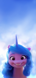 Size: 429x919 | Tagged: safe, artist:thefloatingtree, imported from derpibooru, screencap, izzy moonbow, pony, unicorn, spoiler:my little pony: a new generation, bust, female, g5, looking at you, mare, my little pony: a new generation, smiling, smiling at you, solo