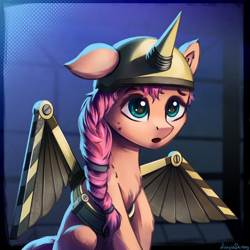 Size: 1024x1024 | Tagged: safe, artist:adagiostring, imported from derpibooru, sunny starscout, alicorn, earth pony, pony, artificial wings, augmented, confused, cute, g5, mecha, mechanical wing, movie, my little pony, my little pony: a new generation, scene interpretation, wings