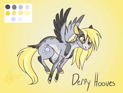 Size: 1080x810 | Tagged: safe, artist:teety_whoops, imported from derpibooru, derpy hooves, pegasus, pony, alternate design, coat markings, color palette, colored wings, redesign, solo, wings