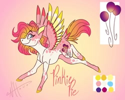 Size: 1080x864 | Tagged: safe, artist:teety_whoops, imported from derpibooru, pinkie pie, pegasus, pony, coat markings, color palette, colored wings, pegasus pinkie pie, race swap, redesign, solo, two toned wings, wings