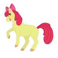 Size: 2310x2310 | Tagged: safe, artist:hanifanims, imported from derpibooru, apple bloom, earth pony, pony, adorabloom, bow, cute, female, filly, hair bow, high res, hoers, simple background, solo, transparent background, watermark