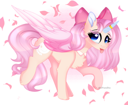 Size: 6700x5500 | Tagged: safe, artist:2pandita, imported from derpibooru, oc, oc only, alicorn, pony, absurd resolution, bow, female, hair bow, mare, solo, tongue out