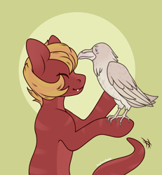 Size: 2500x2700 | Tagged: safe, artist:buy_some_apples, imported from derpibooru, oc, oc only, bird, crow, lamia, original species, albino, happy, high res, solo