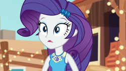 Size: 3410x1920 | Tagged: safe, imported from derpibooru, screencap, rarity, equestria girls, equestria girls series, rollercoaster of friendship, female, geode of shielding, hairpin, high res, magical geodes, open mouth, rarity peplum dress, solo