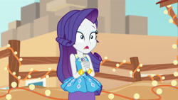 Size: 3410x1920 | Tagged: safe, imported from derpibooru, screencap, rarity, equestria girls, equestria girls series, rollercoaster of friendship, bracelet, female, geode of shielding, hairpin, high res, jewelry, magical geodes, open mouth, rarity peplum dress, solo