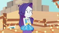 Size: 3410x1920 | Tagged: safe, imported from derpibooru, screencap, rarity, equestria girls, equestria girls series, rollercoaster of friendship, bracelet, female, geode of shielding, hairpin, high res, jewelry, magical geodes, rarity peplum dress, solo