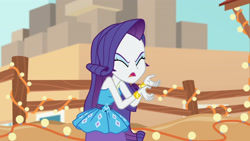 Size: 3410x1920 | Tagged: safe, imported from derpibooru, screencap, rarity, equestria girls, equestria girls series, rollercoaster of friendship, bracelet, eyes closed, female, hairpin, high res, jewelry, open mouth, rarity peplum dress, solo