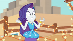Size: 3410x1920 | Tagged: safe, imported from derpibooru, screencap, rarity, equestria girls, equestria girls series, rollercoaster of friendship, armpits, bracelet, female, geode of shielding, hairpin, high res, jewelry, magical geodes, rarity peplum dress, solo
