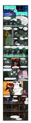 Size: 4840x19241 | Tagged: safe, artist:tranzmuteproductions, imported from derpibooru, oc, oc only, oc:curse word, oc:tranzmute, bat pony, pony, unicorn, angry, bat pony oc, dialogue, female, haunted house, horn, male, mare, scared, stallion, unicorn oc