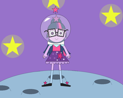 Size: 877x702 | Tagged: safe, artist:guihercharly, imported from derpibooru, sci-twi, twilight sparkle, dance magic, equestria girls, spoiler:eqg specials, astronaut, female, glasses, imagine spot, legs, moon, solo, space, space helmet, stars