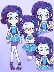 Size: 1668x2224 | Tagged: safe, alternate version, artist:batipin, imported from derpibooru, rarity, equestria girls, breasts, busty rarity, female, geode of shielding, glasses, magical geodes, makeup, mascara