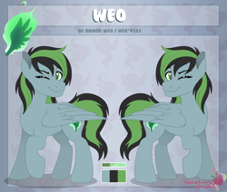 Size: 4713x4006 | Tagged: safe, artist:raspberrystudios, imported from derpibooru, oc, oc:weo, pegasus, male, one eye closed, reference sheet, stallion