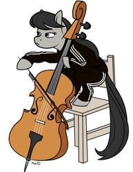 Size: 987x1280 | Tagged: safe, artist:xwosya, imported from derpibooru, octavia melody, earth pony, pony, adidas, bored, bow (instrument), cello, chair, gopnik, music, musical instrument, ponified human photo, simple background, solo, squatting, tracksuit, white background