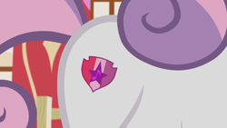 Size: 1280x720 | Tagged: safe, imported from derpibooru, screencap, sweetie belle, pony, unicorn, crusaders of the lost mark, season 5, butt only, cutie mark, female, filly, hip, pictures of butts, solo, sweetie butt