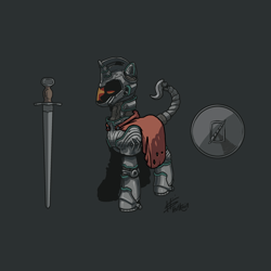 Size: 3000x3000 | Tagged: safe, artist:hotkoin, imported from derpibooru, oc, oc only, oc:aquaria lance, pony, unicorn, fallout equestria, armor, cape, clothes, helmet, high res, power armor, shield, solo, sword, weapon