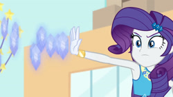 Size: 3410x1920 | Tagged: safe, imported from derpibooru, screencap, rarity, equestria girls, equestria girls series, rollercoaster of friendship, armpits, bracelet, female, geode of shielding, hairpin, high res, jewelry, magical geodes, rarity peplum dress, solo