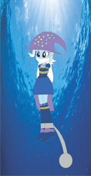 Size: 864x1664 | Tagged: safe, artist:caido58, imported from derpibooru, trixie, equestria girls, asphyxiation, bound, drowning, gag, sinking, solo, this will end in death, underwater, water, weight