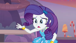 Size: 3410x1920 | Tagged: safe, imported from derpibooru, screencap, rarity, equestria girls, equestria girls series, rollercoaster of friendship, bracelet, female, geode of shielding, hairpin, high res, jewelry, magical geodes, open mouth, rarity peplum dress, solo