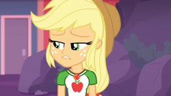 Size: 3410x1920 | Tagged: safe, imported from derpibooru, screencap, applejack, equestria girls, equestria girls series, rollercoaster of friendship, applejack's hat, clothes, cowboy hat, cutie mark, cutie mark on clothes, female, geode of super strength, hat, high res, jewelry, magical geodes, necklace, solo