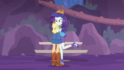 Size: 3410x1920 | Tagged: safe, imported from derpibooru, screencap, applejack, rarity, equestria girls, equestria girls series, rollercoaster of friendship, applejack's hat, belt, blushing, boots, bracelet, clothes, cowboy boots, cowboy hat, denim skirt, female, hairpin, hat, high heels, high res, hug, jewelry, necklace, rarity peplum dress, shoes, skirt, smiling