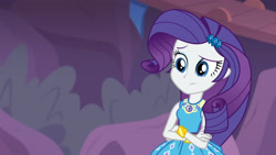 Size: 3410x1920 | Tagged: safe, imported from derpibooru, screencap, rarity, equestria girls, equestria girls series, rollercoaster of friendship, bracelet, crossed arms, female, geode of shielding, hairpin, high res, jewelry, magical geodes, rarity peplum dress, solo