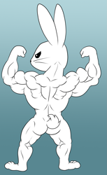 Size: 775x1270 | Tagged: safe, artist:fdw58842, artist:sepiakeys, color edit, edit, imported from derpibooru, angel bunny, anthro, rabbit, animal, colored, digital art, male, muscles, muscular male, rear view