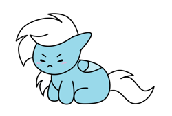 Size: 686x464 | Tagged: safe, artist:feather_bloom, imported from derpibooru, oc, oc only, oc:feather_bloom, pegasus, pony, adorable face, angry, blushing, chibi, cute, eyes closed, simple background, smol, solo, tail, weapons-grade cute, white background