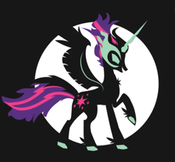 Size: 515x478 | Tagged: safe, artist:samoht-lion, imported from derpibooru, sci-twi, twilight sparkle, alicorn, pony, equestria girls, equestria girls ponified, female, mare, midnight sparkle, ponified, raised hoof, silhouette, solo, spread wings, wings