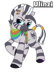 Size: 2654x3790 | Tagged: safe, artist:cuervo-of-cristal, imported from derpibooru, oc, oc only, pony, zebra, ear piercing, high res, jewelry, male, piercing, raised hoof, ring, simple background, smiling, solo, stallion, tail, tail ring, transparent background, zebra oc