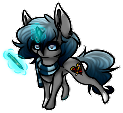 Size: 677x624 | Tagged: safe, artist:sketchytwi, imported from derpibooru, oc, oc only, oc:sketchy, pony, unicorn, clothes, female, glowing, glowing horn, horn, magic, mare, scarf, simple background, solo, stylus, telekinesis, transparent background, unicorn oc